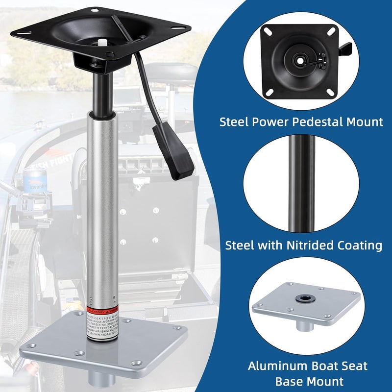 CLLOMAGY Adjustable Boat Seat Pedestal Base Mount Kit with Lock in 3/4" Boat Seat Pin Post&Marine Power Pedestal Mount Base for Marine Fishing Bass Chair,Post Adjustable Height 24 to 30 Inches - Image 5